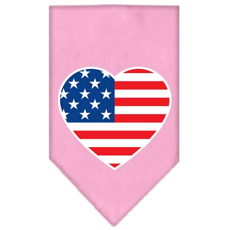 American Flag Heart Screen Print Bandana Light Pink Large